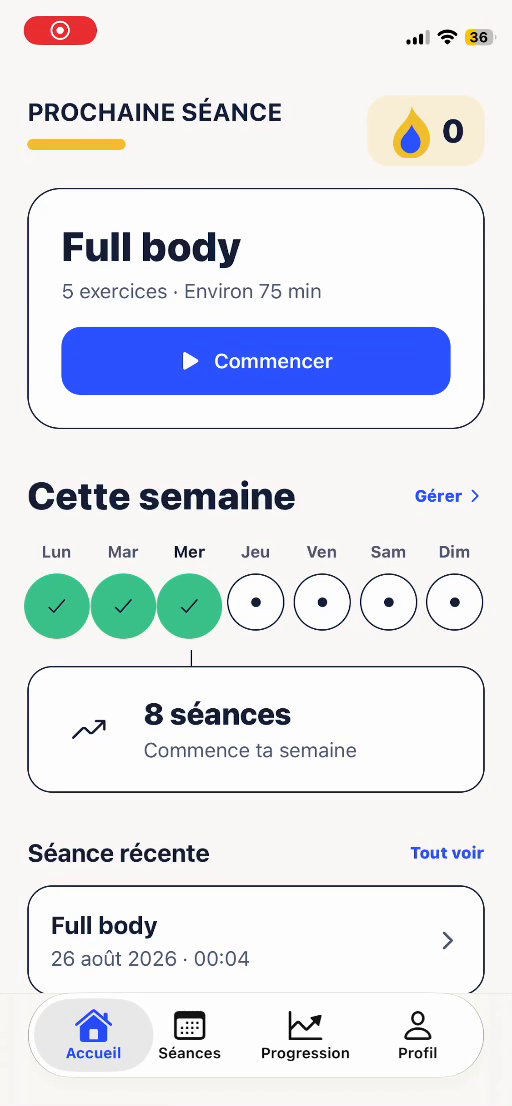 Écran d’accueil de Série